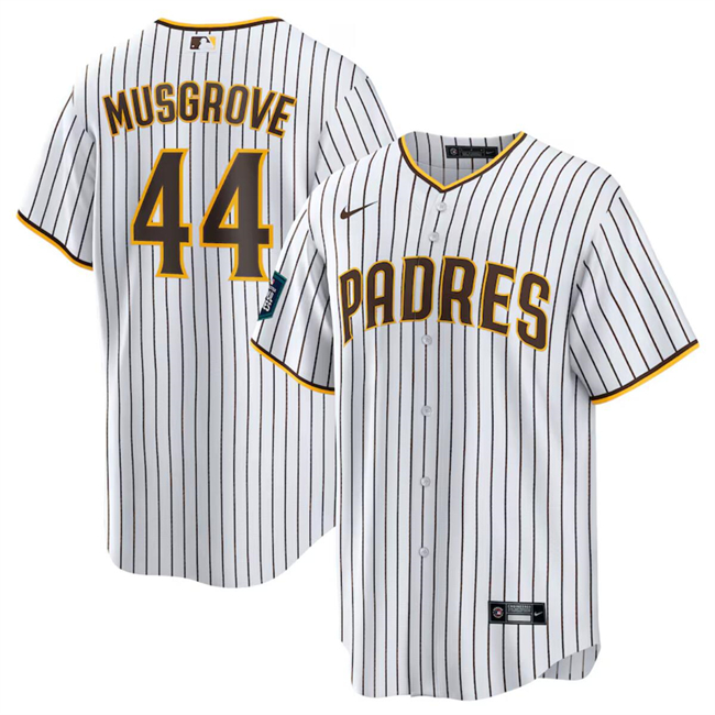 Men's San Diego Padres #44 Joe Musgrove White 2024 World Tour Seoul Series Home Stitched Baseball Jersey